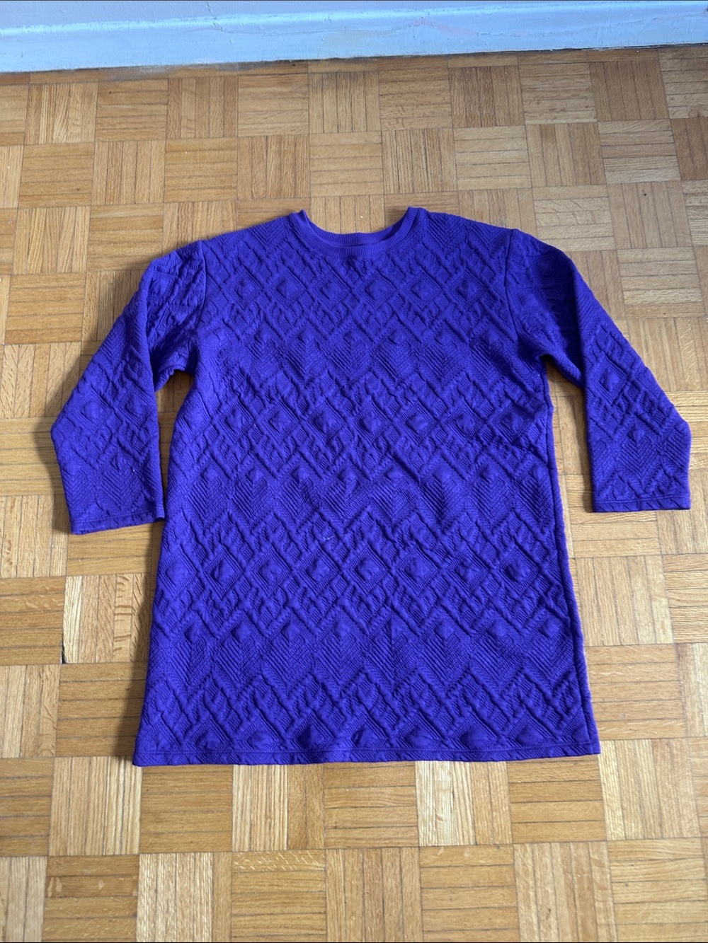 Zara Purple Textured Crewneck Sweater